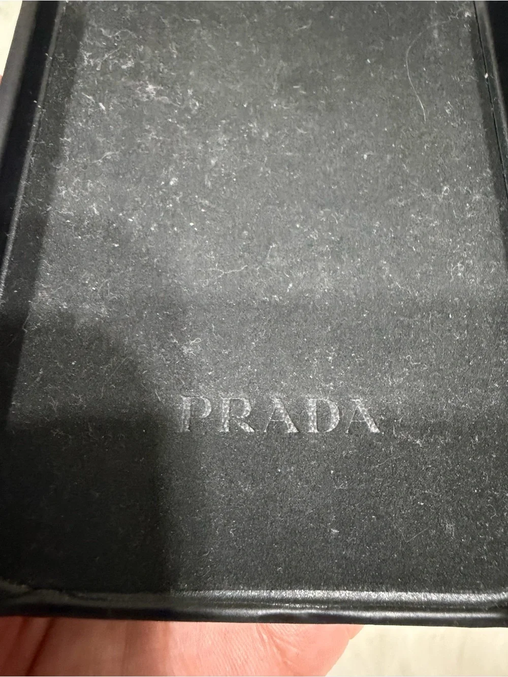 Prada Black Textured Leather Phone Case with Gold Logo Plaque